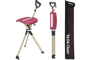 STEP2GOLD Ta-Da Chair Series 2 PRO - Walking Stick with Seat, Lightweight Aluminium Pole Frame & Sturdy Foldable Stool (up to 136kg), Easy Folding Design, Ideal for Hiking & Outdoors - Adjustable