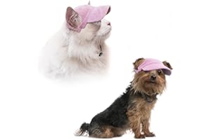BASVII Casquette de Baseball pour Chiens - Ajustable avec Trous pour Oreilles - Chapeau de Soleil, Convient aux Petite, Moyenne et Grande Taille (Rose, S)