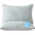 HOXXME Shredded Memory Foam Pillows for Sleeping, Cooling Zippered Breathable Memory Foam Bed Pillow 2 Pack, Queen Size Firm Pillow Gel for Neck Support, Hotel Quality Bed Rest Pillow Set of 2
