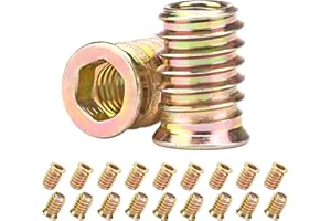 Qrity 20 Pezzi Dado Esagonale Inserti, Inserti Filettati, M6x15mm Manicotti Filettati, Inserto in Legno per Dadi, per Mobili in Legno