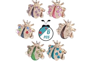 LA LLARETA 6 Piezas Broche de Mariquita, Broche de Insectos, Colorido Vintage Broches de Cristal, Broches para Vestidos para Banquetes, Fiestas, Bodas, Vestidos, Decoraciones, Regalos Navideños (6 Colores)