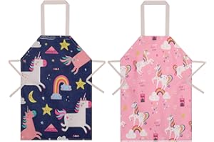 umorismo 2 Pack Schürze Kinder Kochschürze Kinder, 2 bis 7 Jahre kinderschürze wasserdicht Verstellbare Mit Tasche Für Mädchen Und Jungen Zum Backen, Garten, Grill