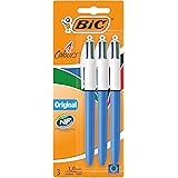 Bic 4 Colours Original Retractable Ballpoint Pen, Pack of 3 (2 + 1 Bonus), Medium Point (1.0 mm) - with Four Ink Colors in Ea
