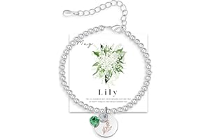 FENNELISA Birthflower Bracelet Gift,January to December Birthstone Bracelet for Women with Brthday Card Friendship Gifts for Women Mum Daughter Sister Grandma