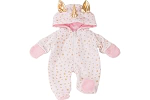 Götz 3402912 Tuta Unicorno - Set tuta monopezzo abbigliamento bambola misura S - set di vestiti e accessori per bambole bebè alte 30-33 cm