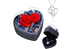 BEFERR Christmas Eternal Flowers Rose Gifts for Women Mum Grandma Rose Birthday Gifts for Mum-Preserved Real Rose with Necklace Gifts Idea on Christmas Thanksgiving Valentine's Day Anniversary Blue