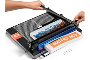 ACROPAQ Guillotina de Papel A3 - Guillotina Profesional, Corta hasta 400 Hojas, Base de Acero Pesado, Superficie Resistente a los Arañazos, Cierre de Seguridad - Cortador de papel