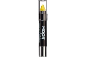 Moon Glow Barra de pintura facial/crayón corporal con purpurina UV de neón, maquillaje para rostro y cuerpo - Brilla intensamente bajo iluminación UV Amarillo 3.5g