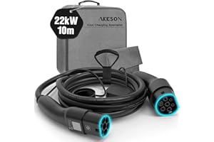 ‎AKESON AKESON Typ 2 Ladekabel für Elektroautos - 22kW, 10M, Dreiphasen, 32A, IP55 Wasserdicht, IEC-62196-2 - Kompatibel mit Allen gängigen Ladestationen und Elektrofahrzeugen