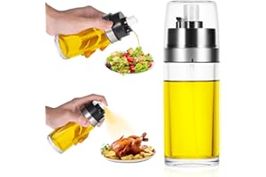 WUISOLQP Oil Spray Bottle,Cooking Oil Dispenser,Oil Sprayer for Cooking Air Fryer,2 in 1 Oil Spray and Oil Container 150ML Leakproof Glass Olive Oil Bottle for Salad Baking BBQ Kitchen Cooking Gadgets