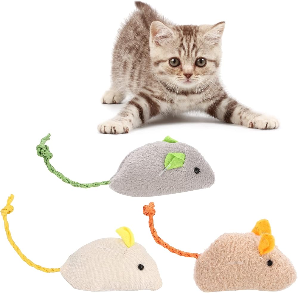 MADPET Kedi Oyuncağı Peluş Fare 3’lü Set – İnteraktif Kedi Oyuncakları, Isırmaya Dayanıklı Yumuşak Fare Oyuncağı, Avcılık İçgüdüsünü Destekleyen Hafif Kovalamaca Oyuncağı