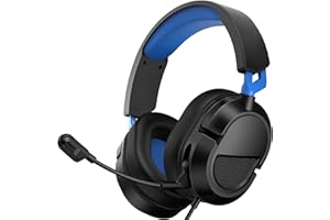 syndesmos Gaming Headset for PS5 PS4 PC Xbox S/X Series Switch PC, Gaming Headphones with Microphone, Surround Stereo Sound, Noise Cancelling, Wired Headset with 3.5mm Jack, 40 mm Drivers, Black/Blue
