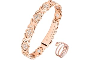 Jeracol Kupfer-Armband für Damen mit Magneten – Verstellbares Magnetarmband und Magnetringe aus 99,9 % reinem Kupfer, Geschenkbox
