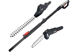 WOLF CREEK TOOLS Wolf Creek 2 IN 1 Electric Long Reach Hedge Trimmer 500W 410mm Blade & Chainsaw Pruner 710W 8" Chain Branch Cutter - Telescopic Pole Hedge Trimmer for Garden Bush Tree 7.5m Power Cable