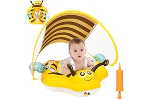 YOOHBERRYS Salvagente Neonato, Ciambella Neonato Mare, Anello Galleggiante per Bambini con Parasole SPF 50+, Salvagente Neonato con Parasole, Salvagente Galleggiante da 3 a 24 mesi