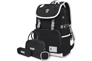 FRONET Zaino Scuola Media Superiore Ragazzo Ragazza Elementare 8-18 Anni , Zaini la Scuola per Bimba Adolescenti Bambina, Zainetti per Bambini Ragazze Donne, Borsa Libri/Scatola per il Pranzo/Astuccio Set