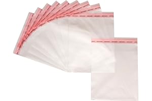 Pakico | 100 Bolsas 10 x 15 cm De Plastico Autoadhesivas | Bolsas Celofan Transparetne | Bolsas Plastico Transparentes Para Chuches | Bolsas Para Regalos | Bolsas Para Galletas | Diferentes tamaños