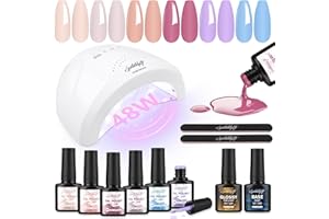 SPTHTHHPY Kit de esmalte semipermanente de uñas de 6 colores Gel 48 W LED lámpara UV Nail Dryer + Base y Top Coat Herramientas para Uñas Kit de Uñas para Principiantes Regalos para Mujeres