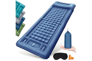NatuVort Matelas Gonflable 1 Place Matelas Autogonflant 1 Personne, Matelas Camping avec Pompe à Pied Matelas Gonflable Camping Oreiller pour Camping, Randonnée, Plage, Pique-Nique, Tente，Navy Bleu