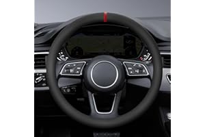 ZATOOTO Pokrowiec na kierownicę samochodową, skóra nappa, antypoślizgowy, cienki, oddychający, miękki, uniwersalny rozmiar 37-38 cm