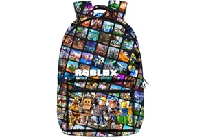 JONWIDR Roblox Backpack Children's School Backpack for Boys & Girls 16 Inch Large Capacity Travel Cool Rucksacks Book Bags Kids School Bag