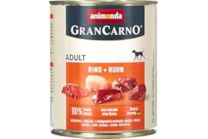 ANIMONDA VOM FEINSTEN GranCarno Hunde Nassfutter mit Rind + Huhn (6 x 800 g), Hundefutter nass ohne Getreide und Zucker von animonda, für ausgewachsene Hunde, mit frischen fleischlichen Zutaten