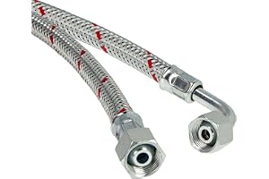 tecuro Oljeslang 1250 mm x 3/8 tum x 3/8 tum fästmutter (DN10), konisk tätning, ensidig rörbåge 90°