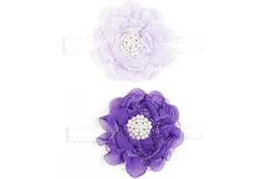 Nishine 2 Stück Neugeborene Elactic Spitze Crwon Stirnband Kleinkind Mädchen Stoff Blume Perle Haarband für Babyparty Geburtstagsgeschenk (lila/lila)