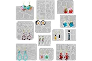FineGood Lot de 12 moules en résine époxy pour fabrication de bijoux - Moules en résine de silicone pour collier et pendentif