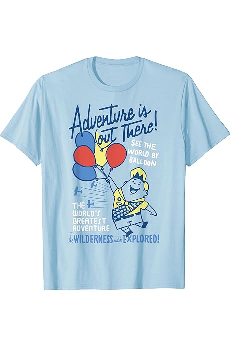 Disney Pixar Up Russell Adventure Is Out There Line Art T-Shirt :  Amazon.co.uk: Fashion