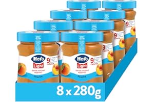 Hero Light Confettura di Pesche Light, 8 Vasetti da 280 gr, Marmellata e Confettura extra, frutta di Alta Qualità, senza conservanti e senza coloranti, pochissime calorie per porzione