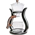 Aoheuo Lazy Kungfu Glass Tea Set Water Diversion Rotating Cover Bowl Semi-Automatic Glass Teapot Suit (bamboo)