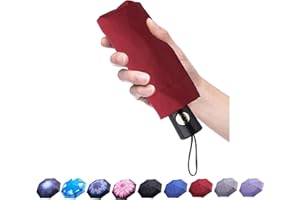 Goothdurs Mini podróżny kompaktowy parasol – mały, lekki, składany parasol przeciwsłoneczny z 95% ochroną przed promieniowaniem UV, dla mężczyzn i kobiet, A6 - czerwone wino, rozmiar uniwersalny