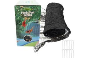 POYEE Filet pour Bassin 3x3m - Filet de Protection pour Étang, Protège Les Poissons Koï des Oiseaux, Chats et Prédateurs avec Piquets, Filet Anti Oiseaux
