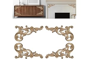 Eabdice 4 Stück Holzornamente für Möbel Vintage, Holz Geschnitzt Corner, Ornament Schnitzerei Holz, Holz, geschnitzt, für Wand, Möbel, Schrank, Tür, Dekoration, Basteln