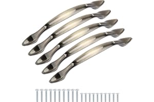 TsunNee Vintage Cabinet Handles, Antique Bow Pulls, Furniture Door Pull Handles, 6.8 Inches Length (5.04 Inches Hole Center), Green Bronze, 128mm, 10-Pack