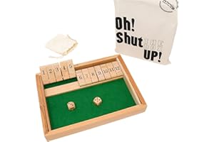 Big Game Hunters Jeu de 12 chiffres Shut the Box en bois massif avec sac de rangement en coton de luxe