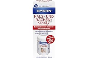 Emsan® Hals- und Rachenspray | Bei Halsschmerzen, Hustenreiz und Räusperzwang | Spray mit natürlichem Quellsalz gegen Halsbeschwerden | Reizlindernd | 20 ml (1er Pack)