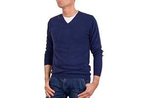 Marenza Scollo V Uomo Manica Lunga Misto Cashmere Seta Made in Italy