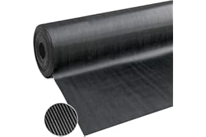 emmevi Zerbino Gomma Tappeto Isolante Antiurto Antiscivolo Copri Pavimento Varie Misure Nero MOD.ZERBINO Rigato Gomma 120x200