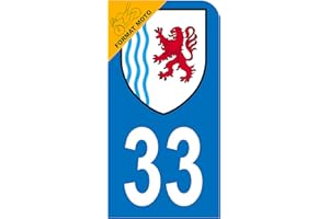 HADEXIA Autocollant Stickers Plaque immatriculation Scooter Moto département 33 Gironde Ain Logo Région Nouvelle-Aquitaine
