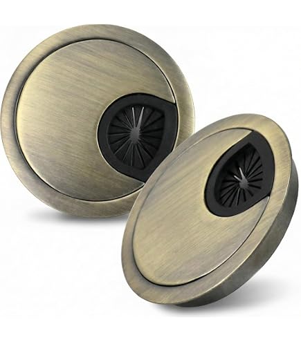 2x Ronde Kabeldoorvoer Bureau 60mm - Metalen Kabelgatafdekking Brons - Kabelorganizer