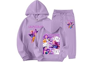 Générique Jogging Survêtement Ensemble 2 Pièces 𝑲𝒑𝒐𝒑 𝑫𝒆𝒎𝒐𝒏𝒔 𝑯𝒖𝒏𝒕𝒆𝒓𝒔 Merch pour Fille Imprimés Pull à Manches Longues 𝑲𝒑𝒐𝒑 Witch Hauts Décontractés Sportswear