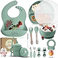 O'doe 17-Piece Baby Led Weaning Feeding Supplies for Toddlers,Baby Feeding Set | Suction Silicone Baby Bowl Self Eating Utens