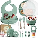 O'doe 17-Piece Baby Led Weaning Feeding Supplies for Toddlers,Baby Feeding Set | Suction Silicone Baby Bowl Self Eating Utens