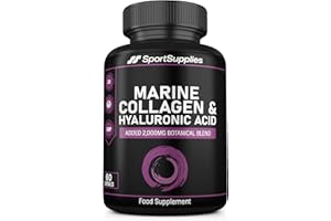 SS SPORT SUPPLIES Collagen Supplements for Women-100% Marine Collagen Boosted with Hyaluronic Acid, Vitamin C, Niacinamide & 2,000mg Botanical Blend including Lions Mane, Ashwagandha, Maca and Psyllium Husk-60 Capsules