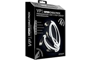 Gioteck Viper Pack - Cable Gaming HDMI PS5/Xbox Series x Premium 2.1 8K et USB C Charge Rapide, Cable Nylon de 3 mètres Connecteurs 24K - Haute Qualité - Compatible PS4/PS5/Xbox One/Series/PC - Blanc