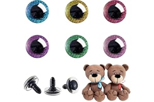 Makorobi 60pcs 16mm Large Glitter Safety Eyes for Crochet Toys Glitter Eye for Stuffed Animals DIY Dolls Puppets Bear Crafts Animals Amigurumi Making Supplies