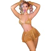 Pullu Kadın Fantezi Kost&uuml;m Seksi Mini Etekli Parlak Payetli Gece Kost&uuml;m&uuml; Esnek Kumaş Parti Konsept Sahne Kost&uuml;m&uuml; Fantazi Giyi