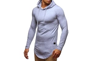 Leif Nelson LN6365 męska bluza z kapturem, krój slim fit, z zawartością bawełny, nowoczesna biała bluza z kapturem, sweter z długim rękawem, męski czarny sweter z kapturem